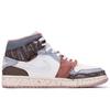 Jordan Air Jordan 1 Da Vinci Custom, Box, Gaza Mid top Vintage Basketball Shoes Men's Reddish Gray DM9652-102(TeamM--BOX)