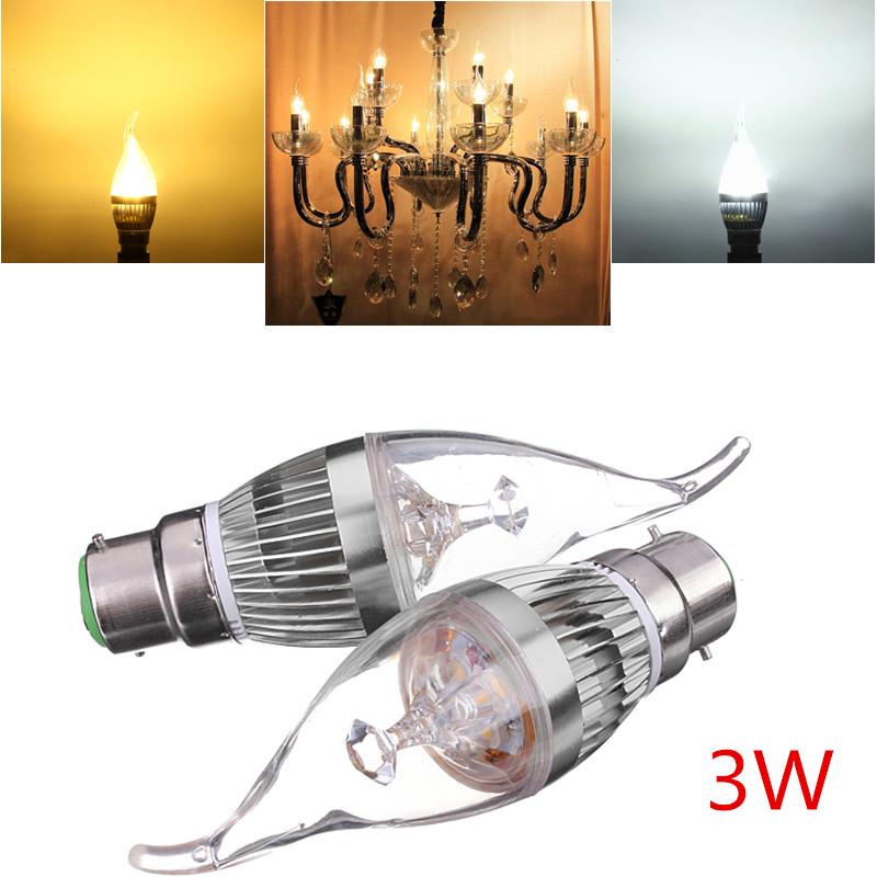 

B22 3W AC85-265V Белая/теплая белая серебряная светодиодная лампа-свеча с крышкой