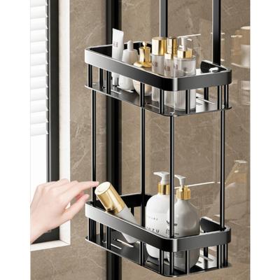 Étagère de douche à double couche pour salle de bain - Étagère de rangement suspendue au-dessus de la porte - Organisateur d'étagère de douche pour articles de toilette et fournitures de salle de bain