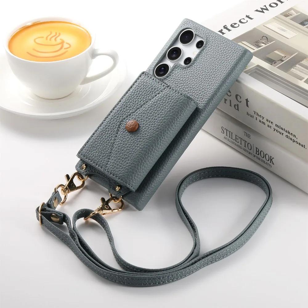Crossbody Wallet with Card Holder Phone Case for Samsung S25 S24 S23 S22 Ultra Plus A56 A36 A26 A16 A06 A55 A35 A15 A25 Cover