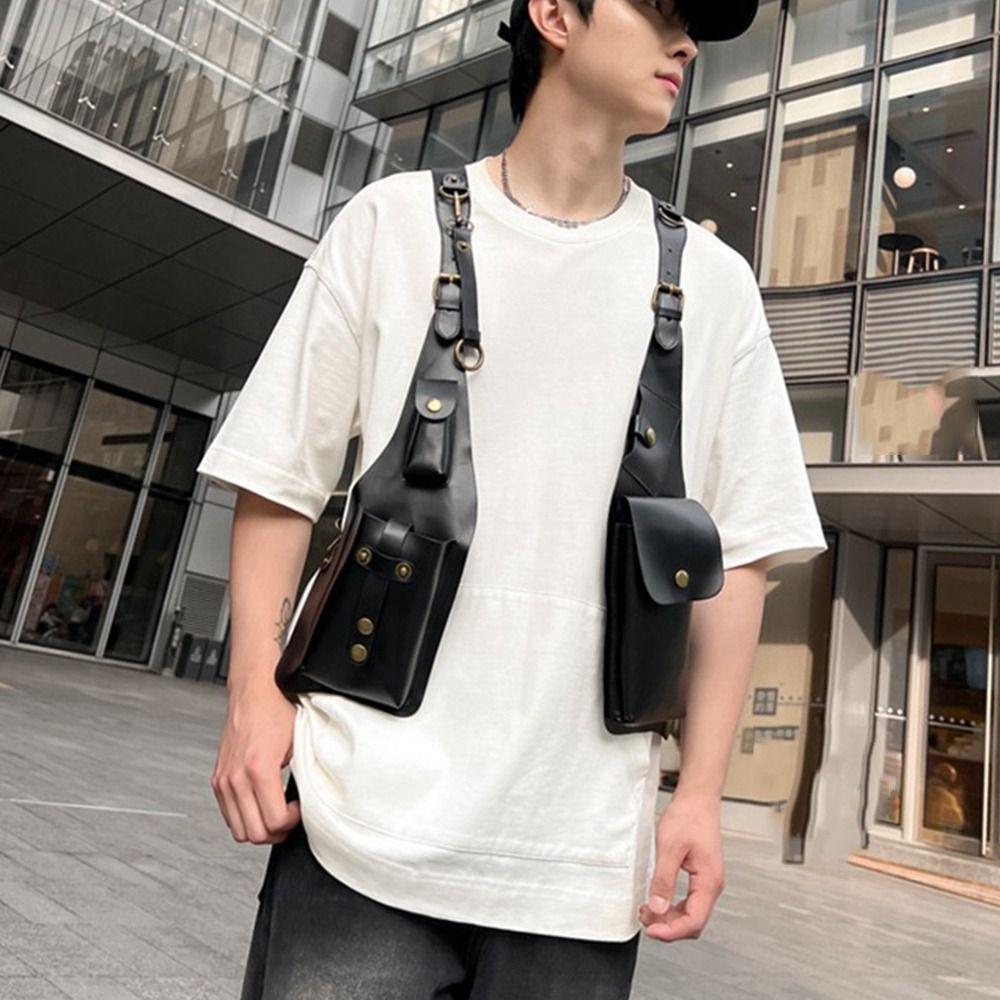 Retro Steampunk Shoulder Harness Bag Vintage Anti-Theft Mobile Phone Purse Double Phone Case Practical Vintage Underarm Bag