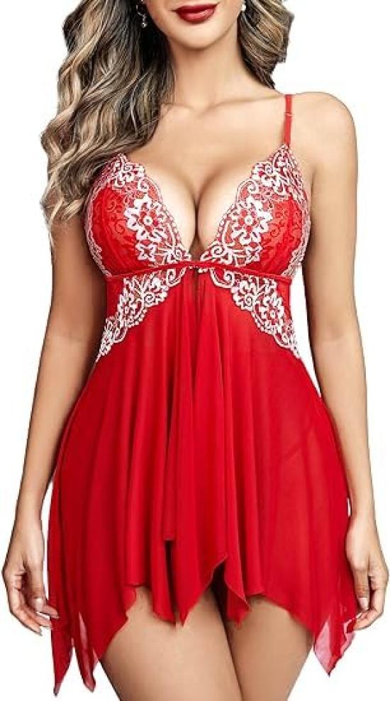 

Sexy Sexy Popular Half Bow Open Front Floral Lace Sexy Lingerie [Avidlove] Lingerie, Underwear, Lace, Babydoll, V-Neck Camisole, Women s Slip, Tie,