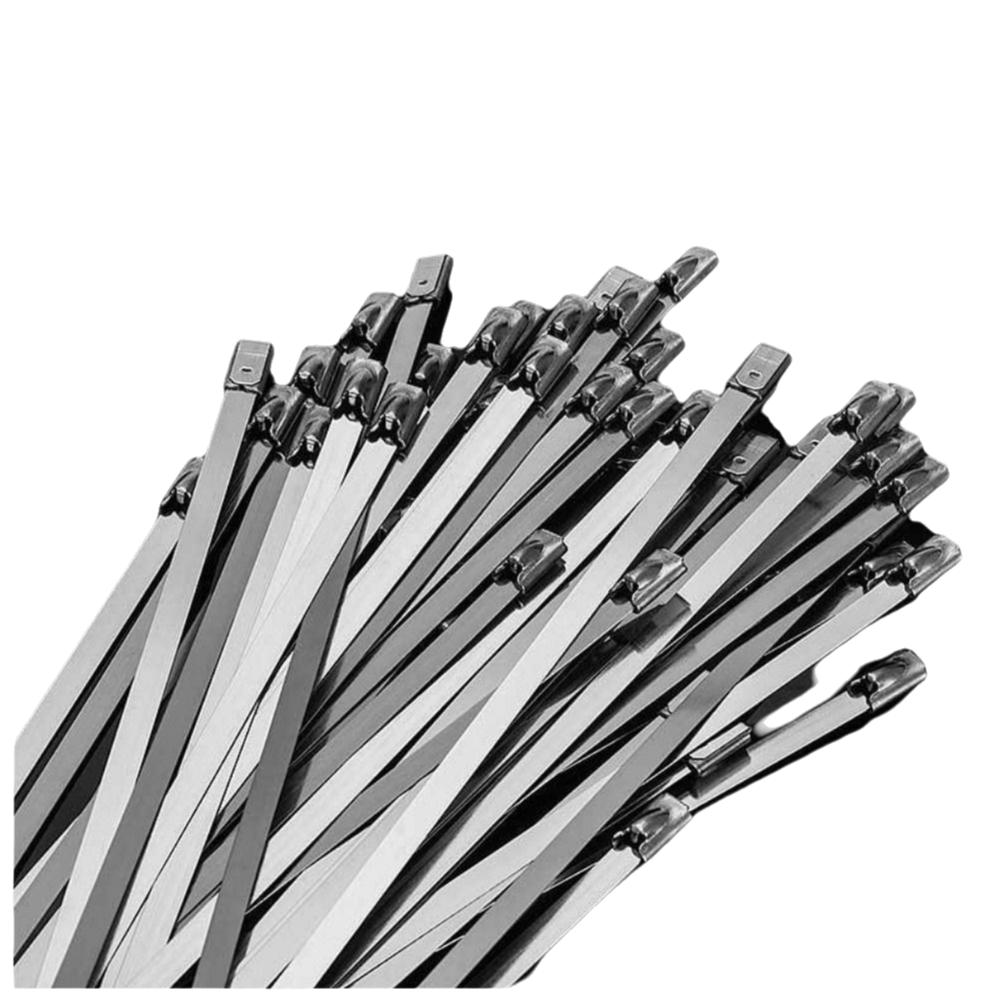 100Pcs 304 Stainless Steel Self-Locking Cable Ties Heat Proof Self-locking Fastening Rings  Vehicles