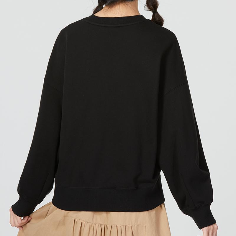 PUMA Round Neck Solid Color Loose Casual Pullover Sweatshirt Women Tops Black 673570-01