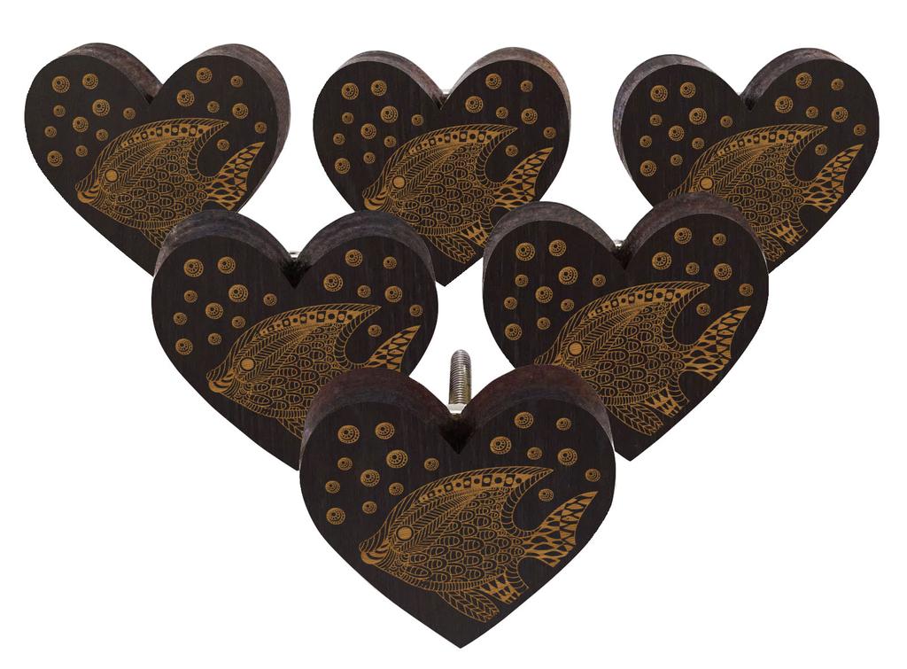 IBA Indianbeautifulart Braun Gravierte Knöpfe Packung mit 10 Hölzernen Schranktürknöpfen Schublade