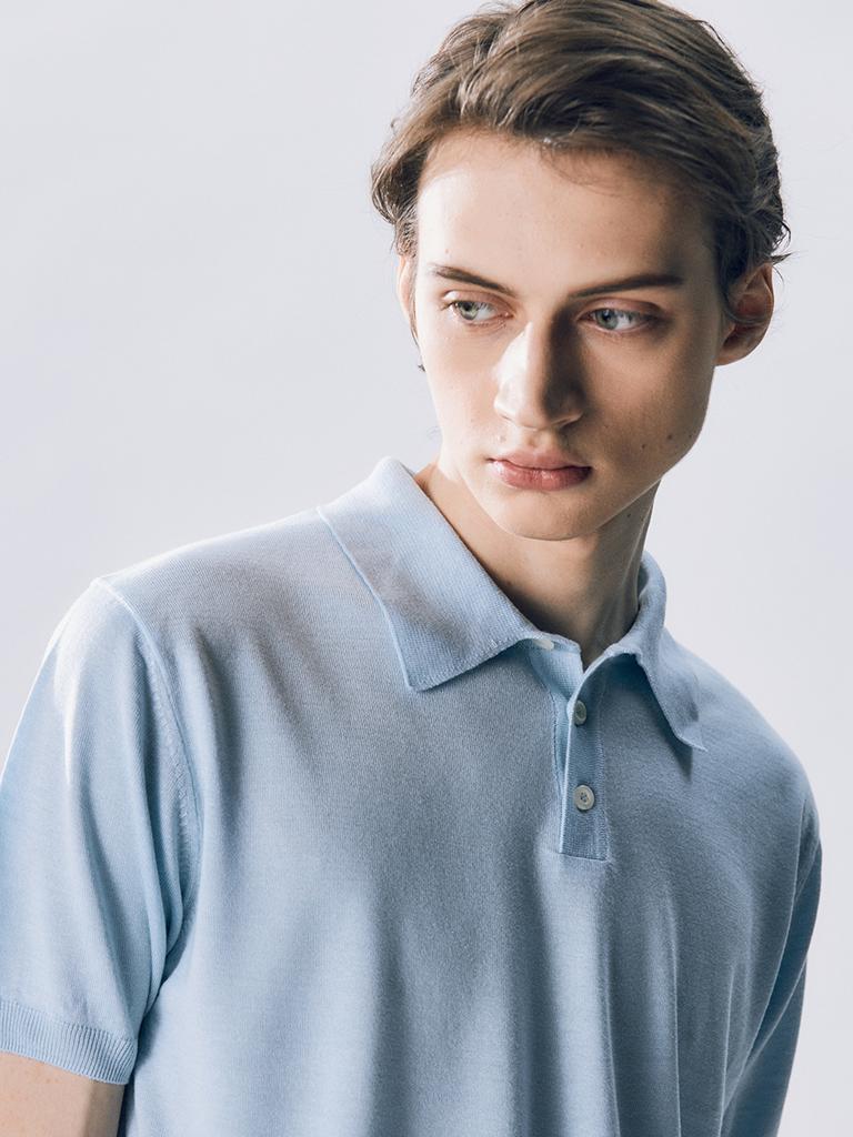 EDWARDMAX Geneva Short-Sleeve Knitwear Blue