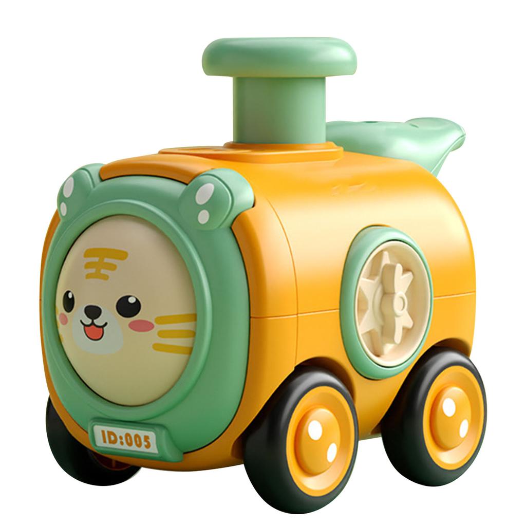 Inertia Train Toy Press Face Changing with Whistle Cartoon Crash Resistant Interaction Toy Train