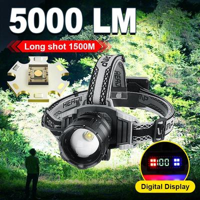 Long Range Spotlight Headlamp USB Rechargeable White Laser Headlight Fishing Head Lantern Use 18650 Batteries