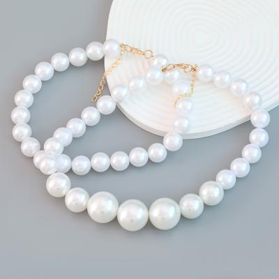 Necklace Imitation Pearl Necklace European and American Necklace Trend Hip-hop Accessories Set Two-piece Supply