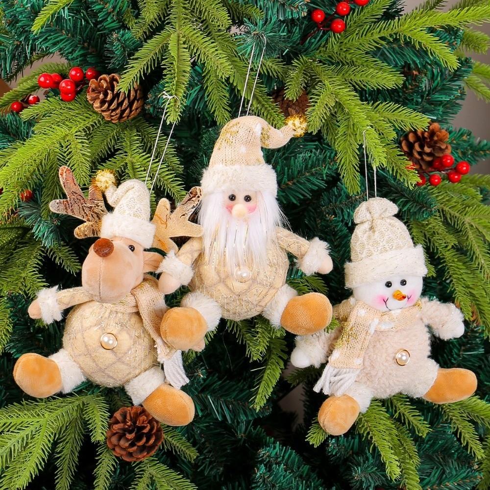Snowman Christmas Tree Pendant Santa Claus Xmas Hanging Doll Plush Elk Ornament  Christmas Party