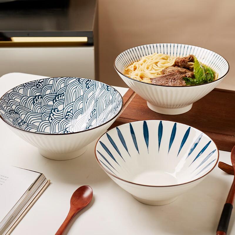 Japanese Style 8-inch Ceramic Noodle Bowl