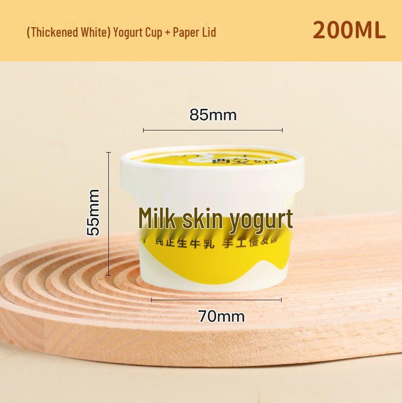Disposable Yogurt Cup with Lid & Spoon - Thickened Food-Grade Paper for Fermentation