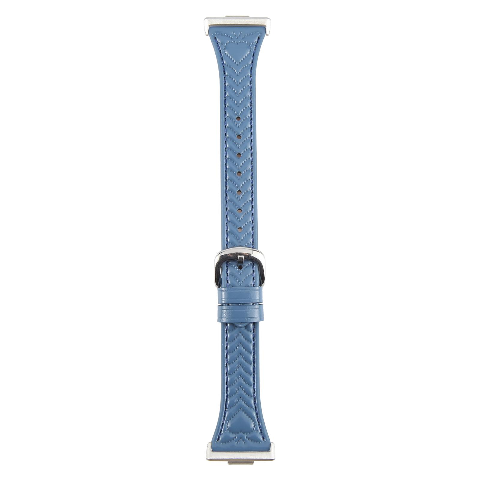 

For Huawei Watch Fit Heart Pattern Embossed Watch Band Cowhide Leather Strap Blue