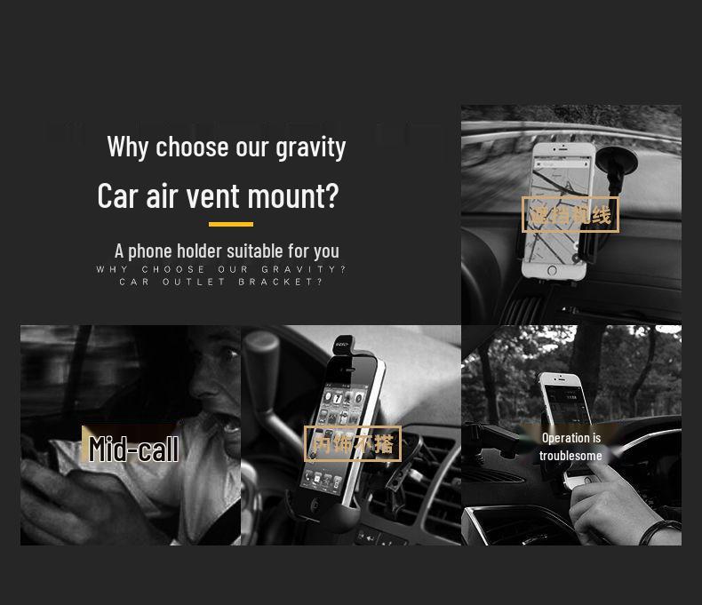Universal Gravity Sensing Air Vent Phone Holder for Cars