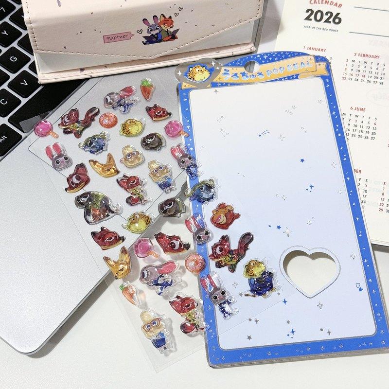 Zootopia 3D Jelly Stickers Cute Animal Characters For Phone Case Decoration Hand Account Scrapbooks Handcraft Journal Macbook