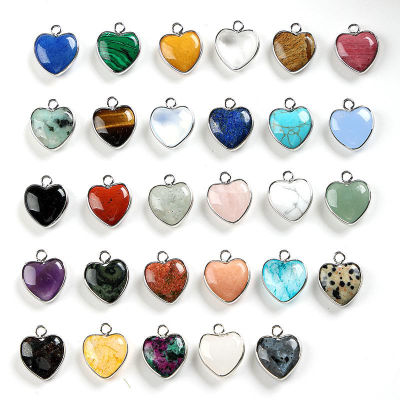 Heart-Shaped 15x19mm Natural Amethyst Agate Jade Bezel Pendant for DIY Jewelry Making