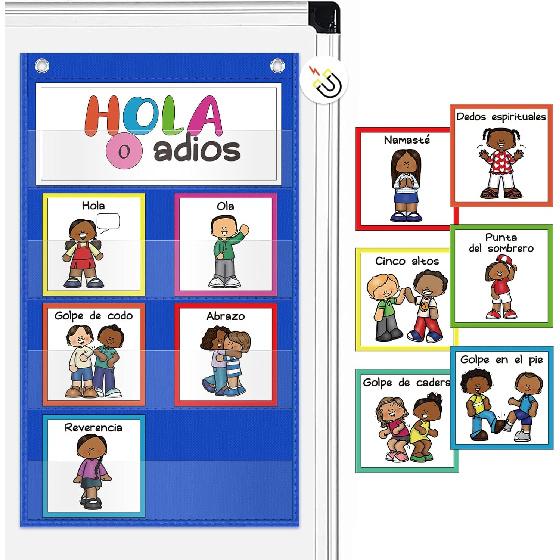 Auchq Morning Meeting Greetings Classroom Chart, Preschool Kindergarten Elementary Teacher Supplies for Classroom Must Haves, Social Greetings for