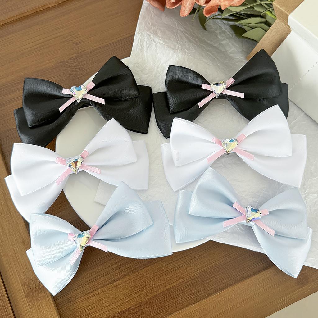 Ribbon Bow Hair Clip 2000s Style Side Clip Bow Diamante Gothic Bow Style Large Bowknot Balletcore Large Size