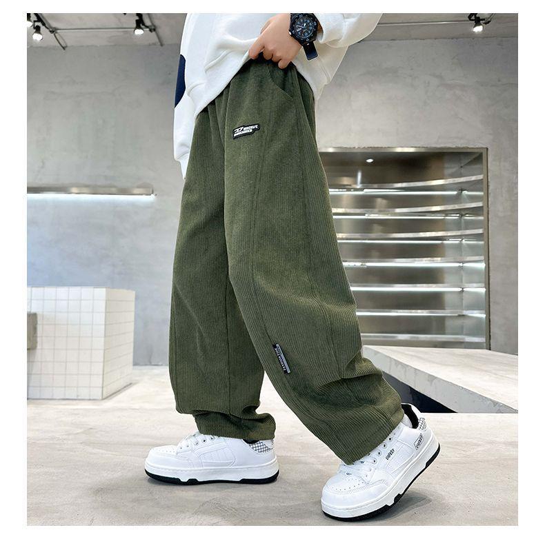 Warm Boys' Fleece-Lined Corduroy Pants - 2025 Winter Style for Medium to Large Children