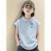Girls' Sleeveless Pure Cotton Polo Shirt - Casual and Trendy Summer Top