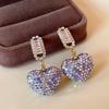 Silver Needle European and American Zircon Diamond-encrusted Love Earrings Sweet Fashion Temperament Earrings Mori High-end Earrings Women