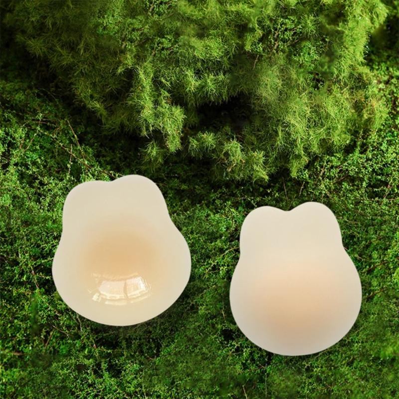 Women Rabbit Ears Breast Lift Sticky Nipple Covers Adhesive Strapless Backless Bra Reusable Ultra-Thin Silicone Pasties