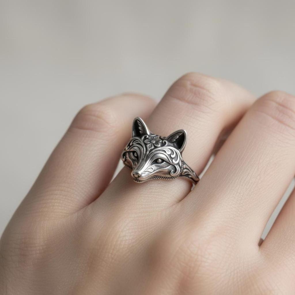 2026 Fox-Wolf Carved Ring: Animal-Shaped Alloy Ornament with Elegant Lines