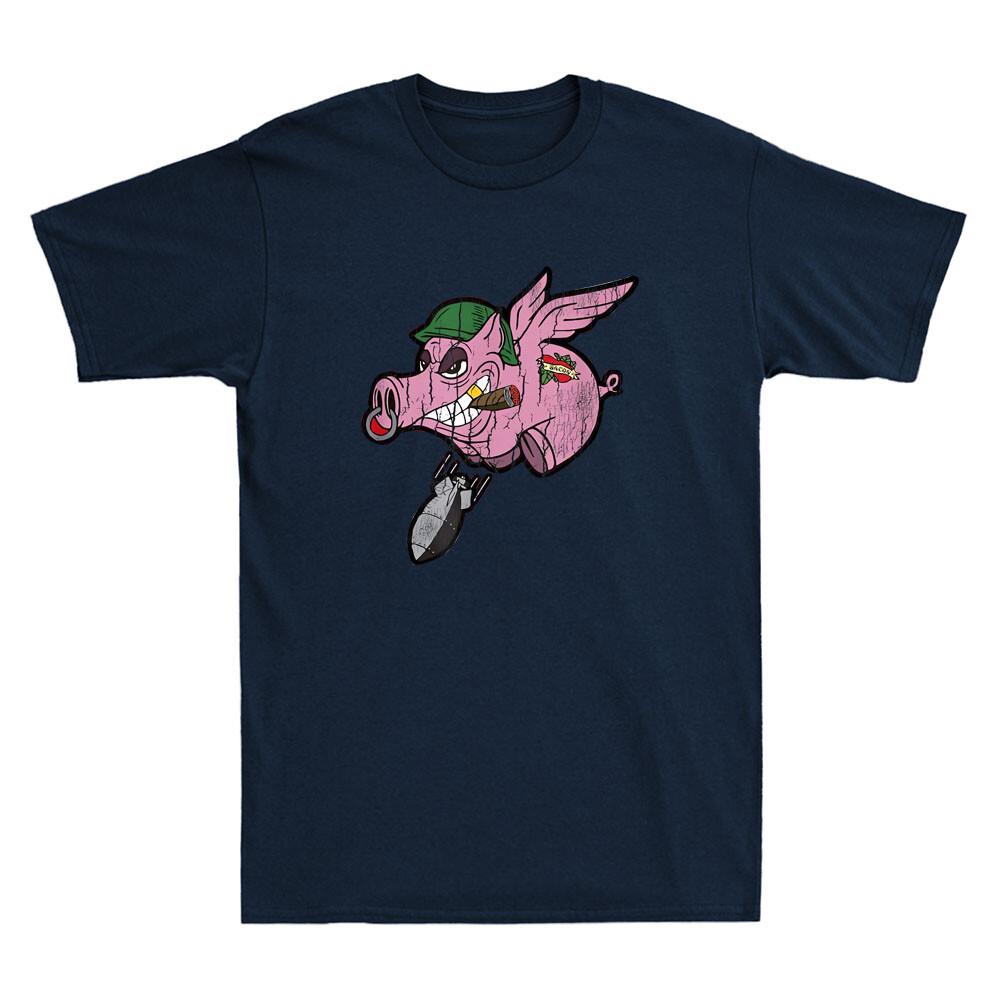 Wwii Vintage Flying Pig Military Funny Pig Pilot With Bomb Graphic Unisexs Tshirt