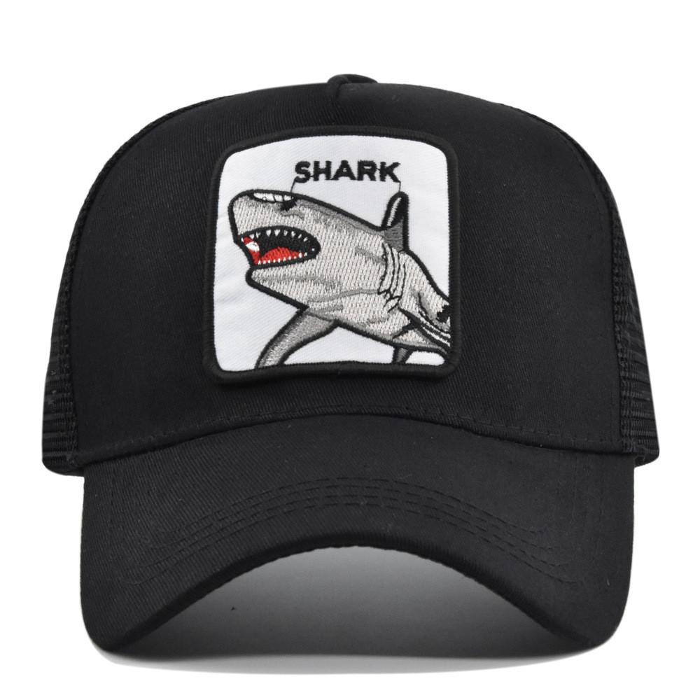 Cute Shark Embroidered Baseball Cap Adjustable Cotton Casual Cartoon Pattern Hat