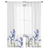 3D Flower Blue Flower Sheer Curtains for Living Room Bedroom Kids Room Tulle Window Treatment Drapes