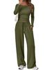 Fashion Casual Set Sport Yoga Autumn Winter Solid Color Crew Neck Long Sleeve For Women