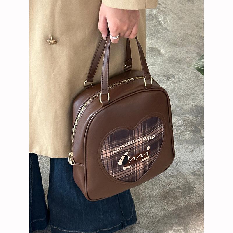 

Винтажный рюкзак в виде таксы кофейного цвета, новый осенний нишевый дизайн, сумка-мессенджер через плечо, сумка-тоут для поездок на работу.