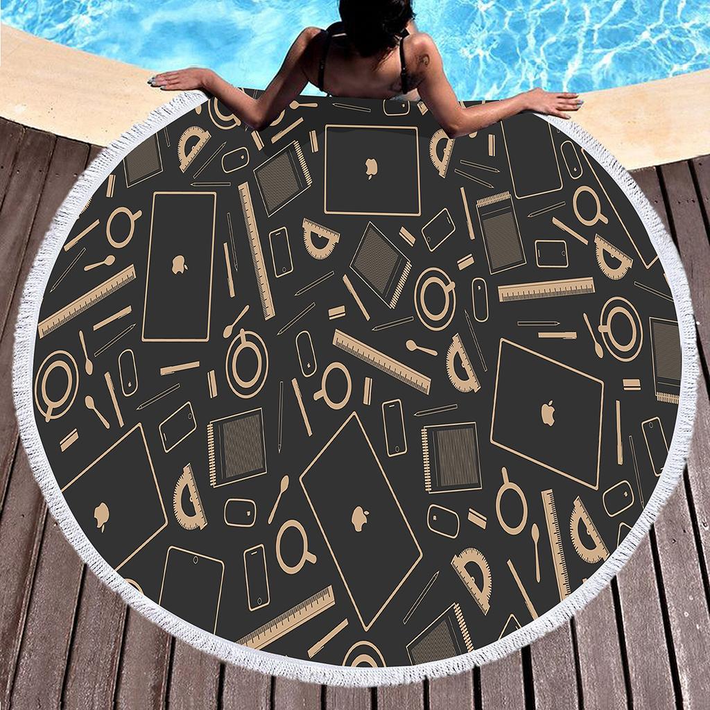 Vintage Floral Round Beach Towel,Microfiber Boho Beach Blanket Sand Free Quick Dry Bath Towel Absorbent Meditation Rug Yoga Mat