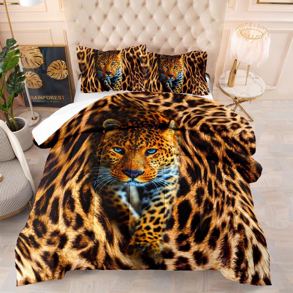 Realistic Animal Wolf Tiger Three-Piece Feather Silk Cotton Quilt Summer Quilt Bedding
