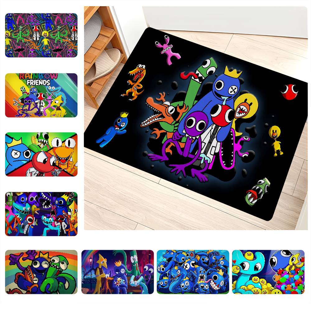 Game R-Rainbow Friends Cartoon Floor Mat INS Style Soft Bedroom Floor House Laundry Room Mat Anti-skid Household Carpets