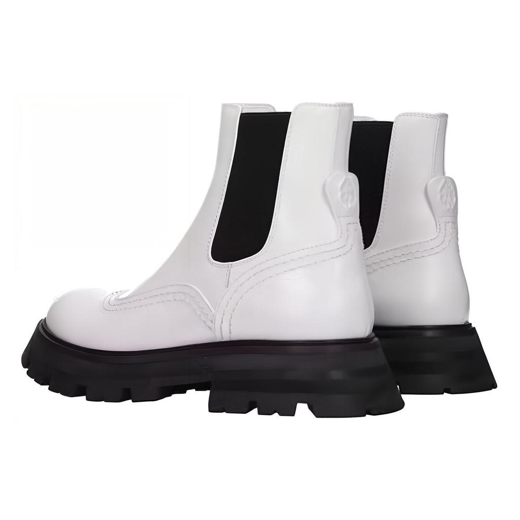 Alexander McQueen Wander Chelsea Boots 'White Black' Women's 666367WHZ849360
