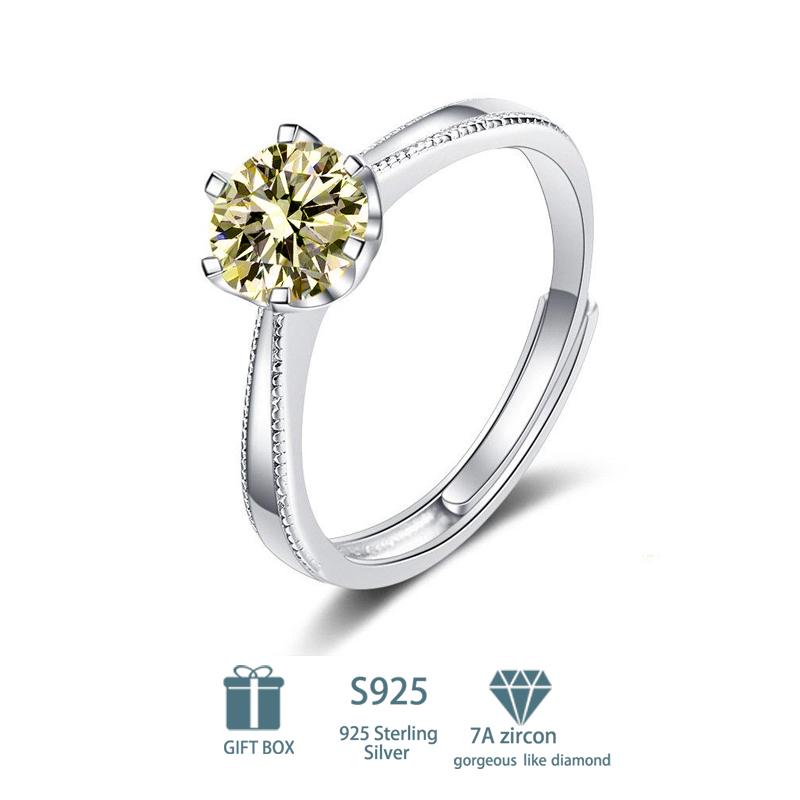 Tancise Classic 925 Sterling Silver 7A Zircon Moissanite Ring for Ladies Jewelry Women Wedding Party Gifts