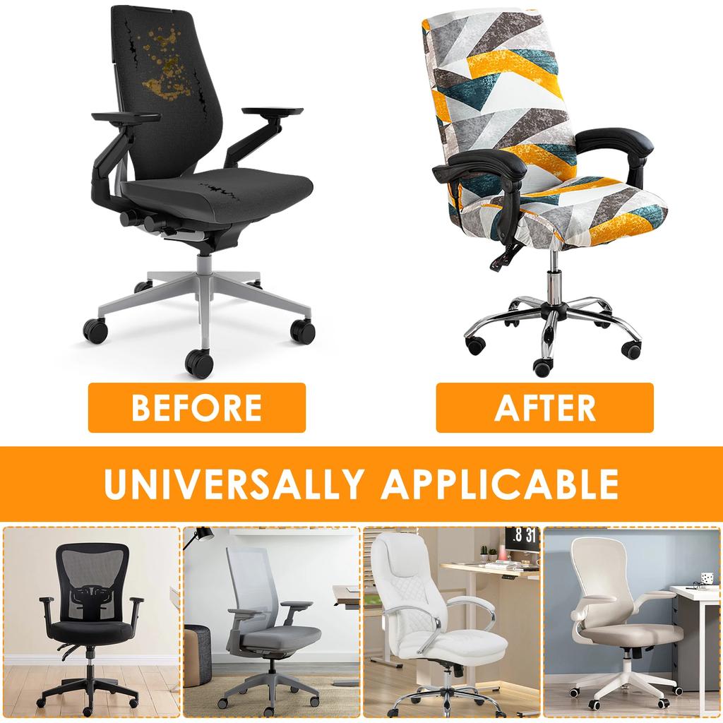 Stretch Printed Office Chair Cover Anti Pilling Machine Washable Computer Chair Slipcover With Zipper for Meeting Room Reception