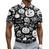 Men's Short Sleeve Polo Shirt Halloween Skull and Rose Print Button Down Casual Fit Lightweight Breathable Fabric