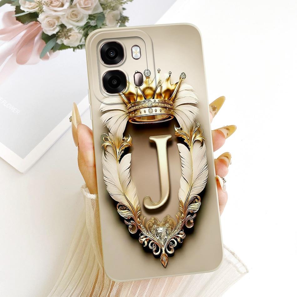 For OPPO A6s CPH2789 2026 Feather Crown Initial Letter Phone Case For Oppo A6s 4G CPH2815 A 6S 5G Soft Silicone Covers Bumpers