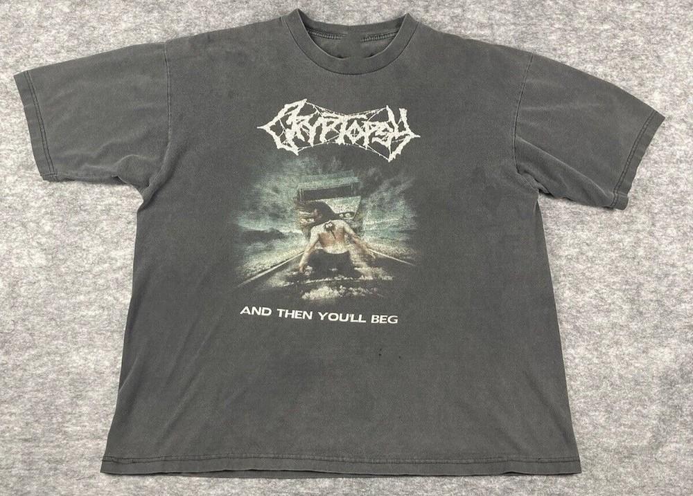 

Cryptopsy T-Shirt Gray Color And Then You039;ll Beg Remake ES307 Unisex T-Shirt XL