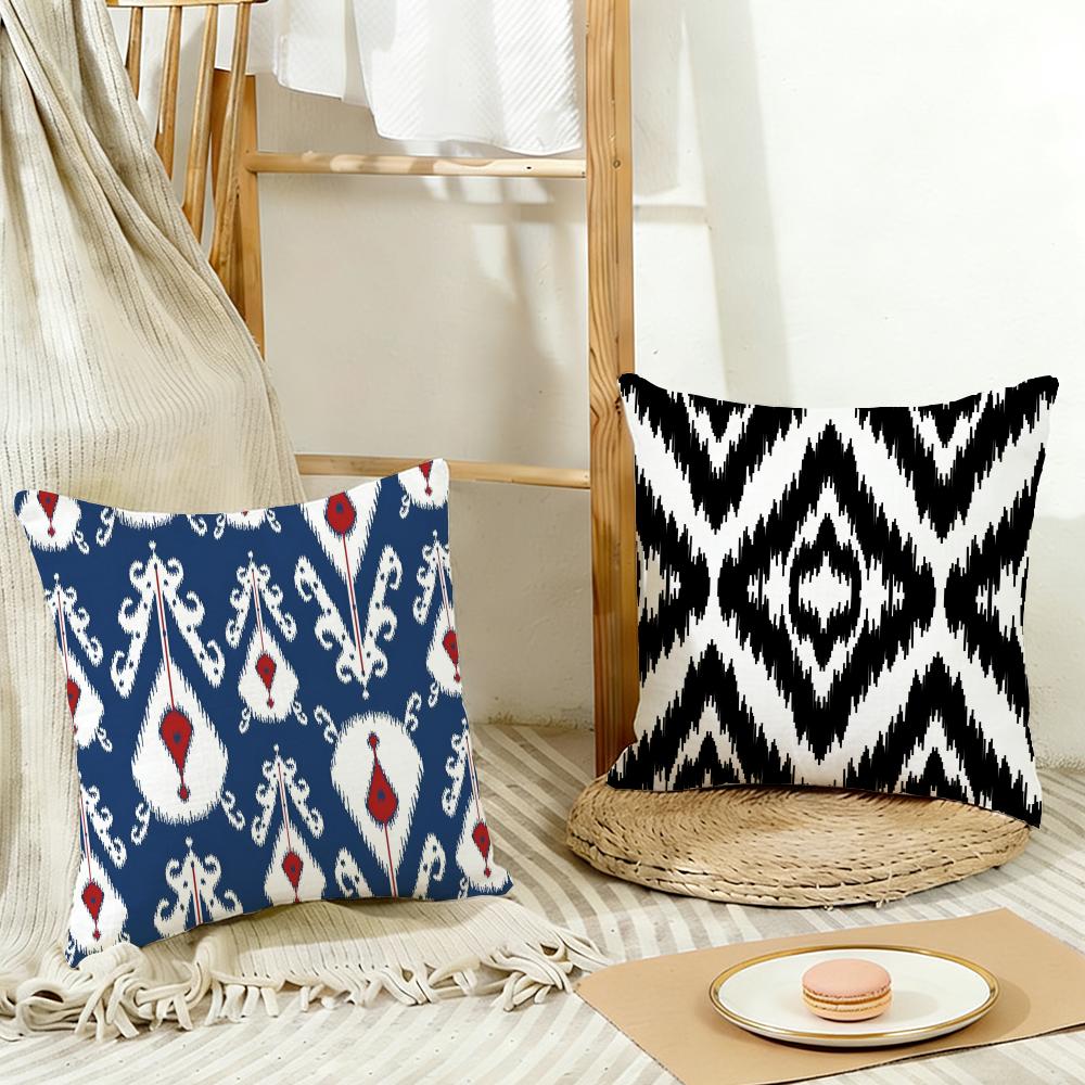 Pattern Classic Russian-Style Pattern Cushion Cover Washable Linen Pillowcase Soft For Daily Sofa Bed Home Room Decor
