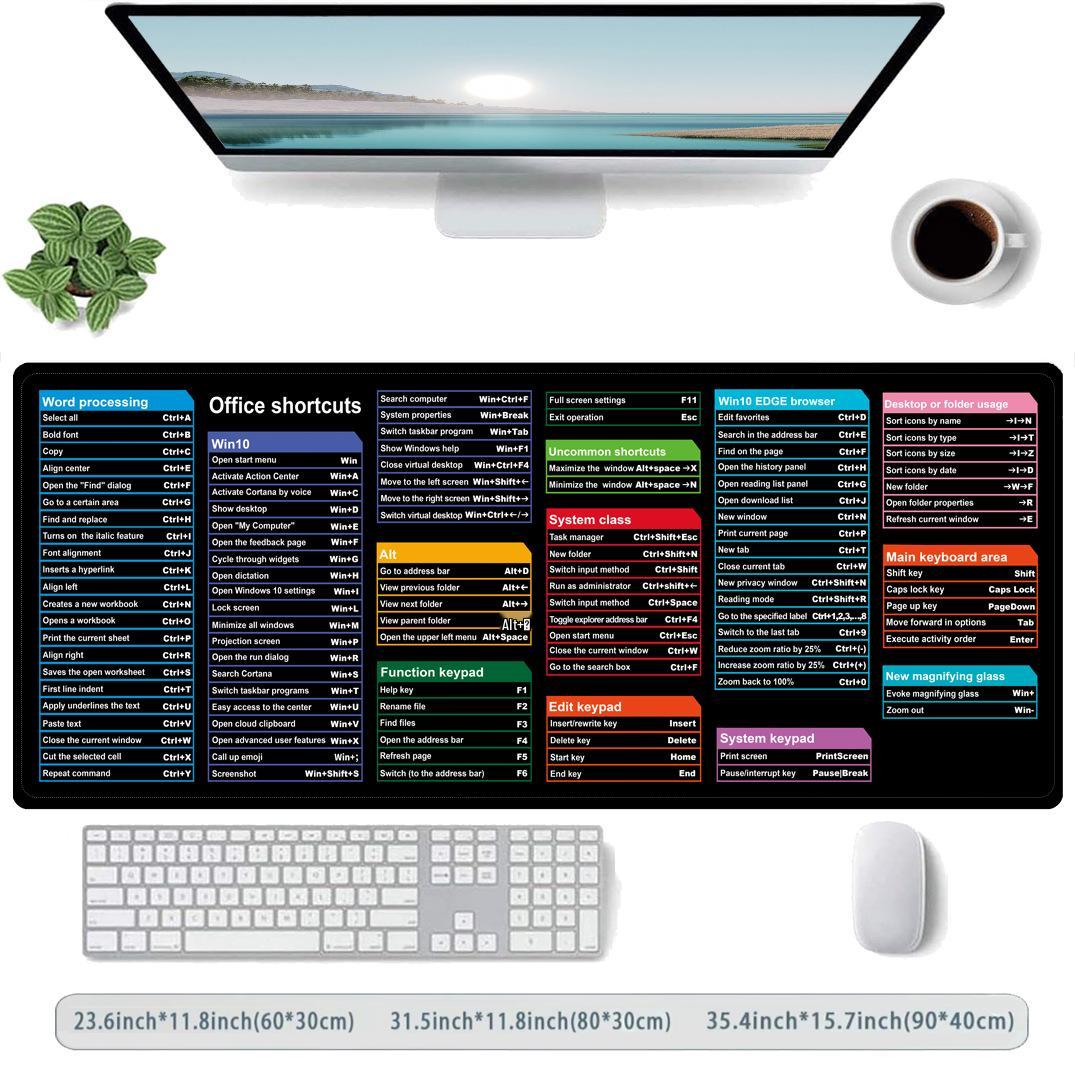 

Large Custom English Shortcut Anti-Slip Mouse Pad for Desks 300x600x2mm