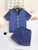 Conjunto de Pijama de Satén de Verano Transfronterizo para Niños - Manga Corta de Color Sólido para Niños y Niñas