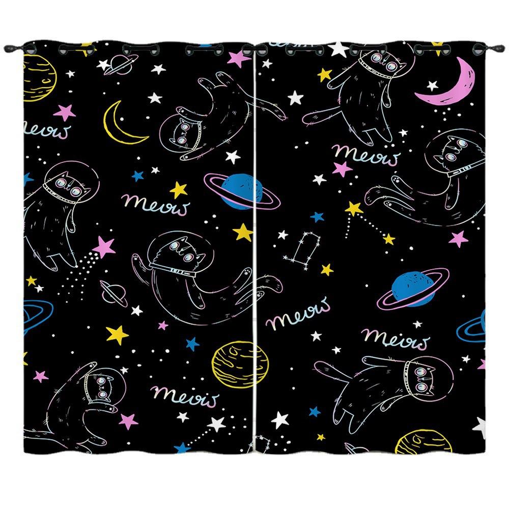 Curtain Cat Cartoon 3D Digital Printing Blackout Curtain Punching Blackout Optimization