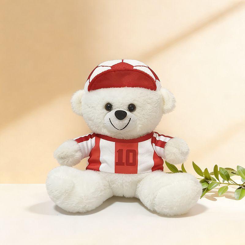 Orso Giocattolo di Peluche Calcio Carino Morbido Orsacchiotto Ripieno Calcio Con Maglia e Cappello Rimovibili Per Bambini Adulti Regalo per Appassionati di Sport Decorazione per la Casa