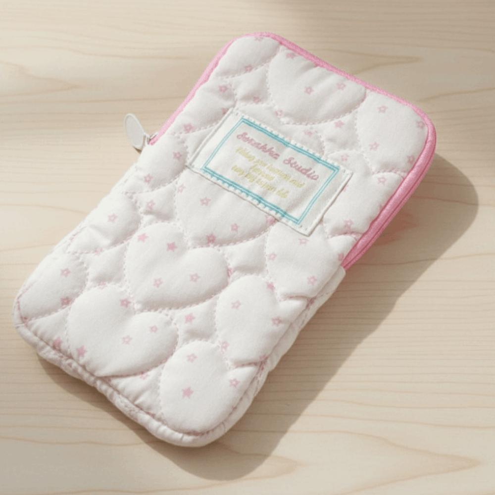 Cute Quilted Makeup Storage Bag Zipper Pencil Toiletry Organizer Stationery Storage