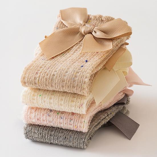 1 Pair Baby Cotton Mesh Socks with Butterfly Bow Thin Summer Crew Socks Breathable Seamless Knee-High Socks for Newborns Girls