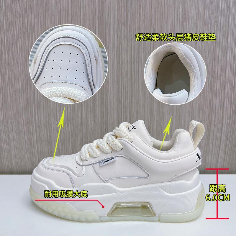 Little White Shoes Women's 2025 Spring New Platform Shoes Women's Versatile Sports Shoes Heightening Women's Shoes Casual Board Shoes