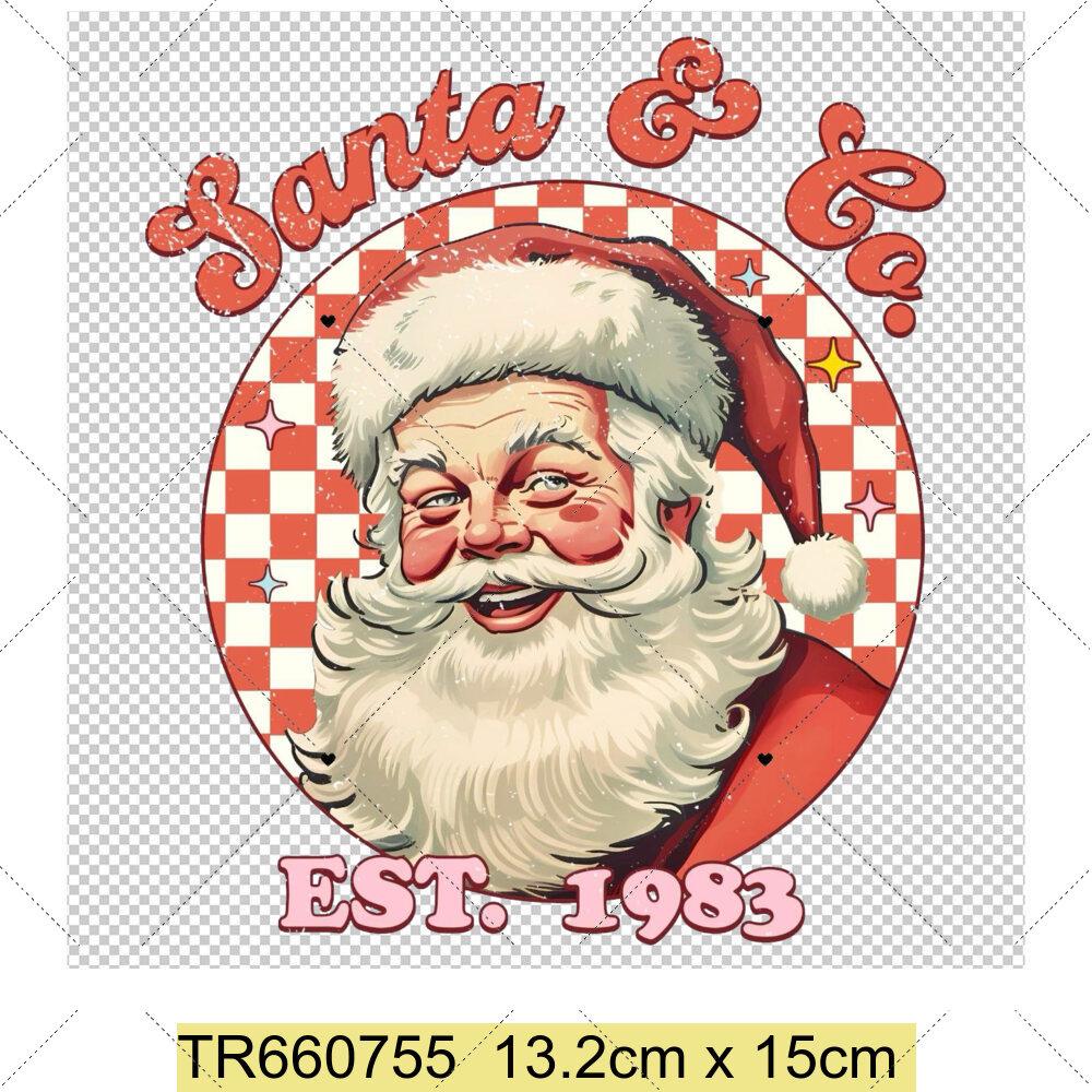 Santa Claus Christmas Tree and Reindeer Heat Transfer Sticker DIY Clothing Sewing Supplies Christmas Short Sleeves Patches